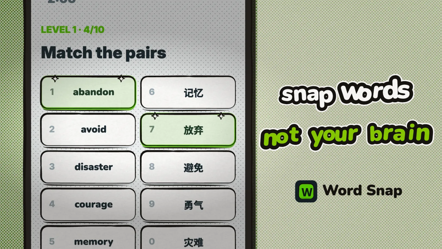 Word Snap matching board: snap words, not your brain